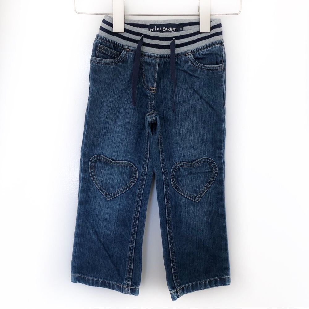 Mini Boden Girls Jeans with Hearts, size 3Y
